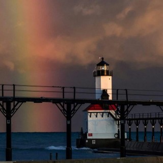 rainbow michigan city lighthouse sept 2015